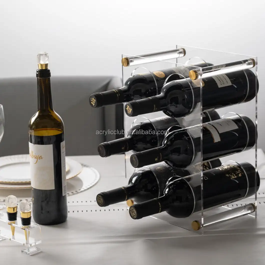 Acrylic Freestanding Stackable Bottle Organizer Display Wine Rack Set