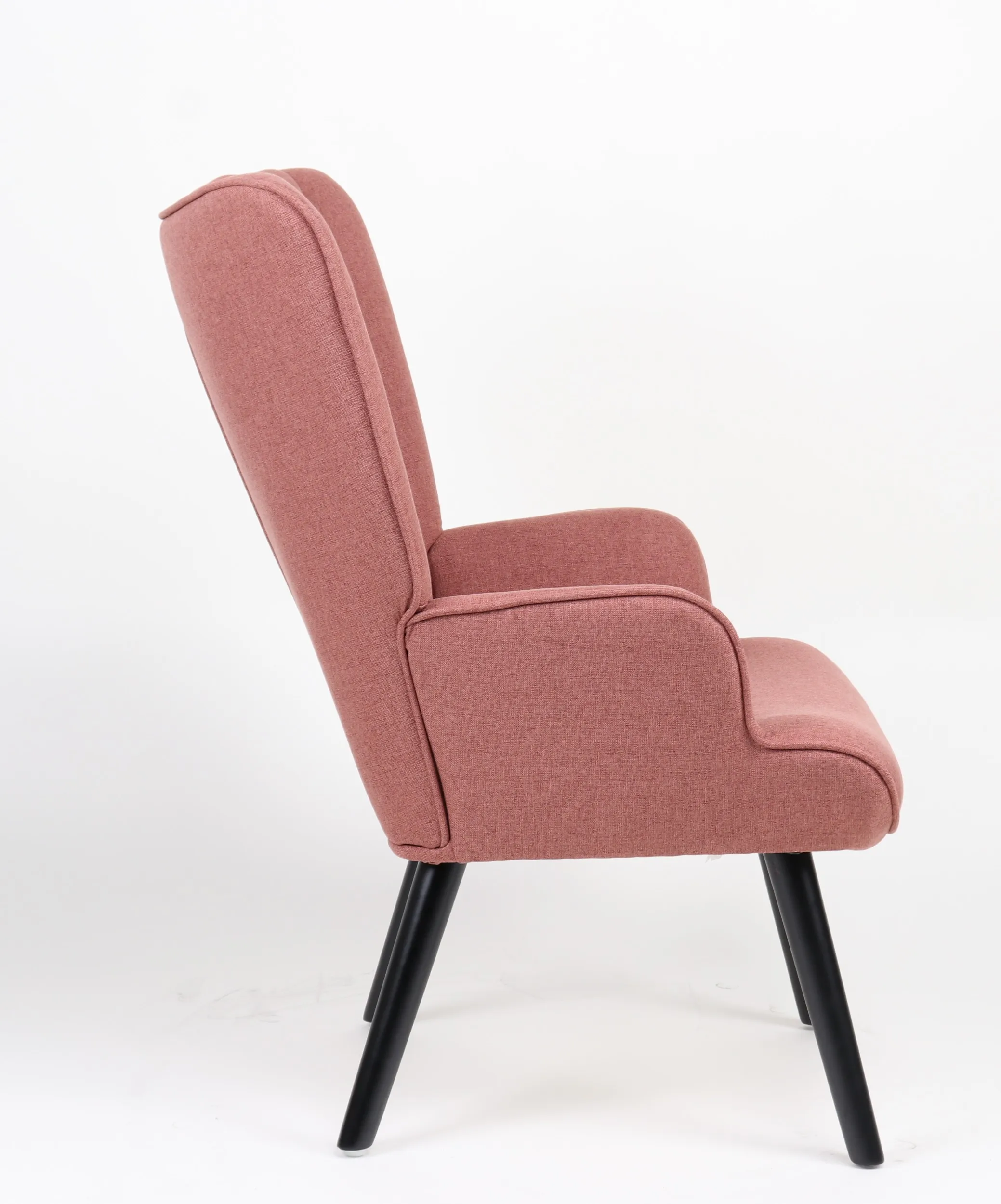 Modern Design Living Room Leisure Chair Pink Fabric Armchair with Wood Legs for Hotel Apartment Use details