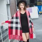 Shawl Scarf Scarf Shawl Women Women Winter Checked Shawl Scarf Plaid Blanket Stripes Poncho With Sleeves