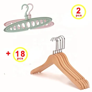 Clothes coat Hangers Sets 9-hole Clothes Drying Racks multifunction Plastic Scarf cabide baby Wooden Hanger Storage Rack hangers