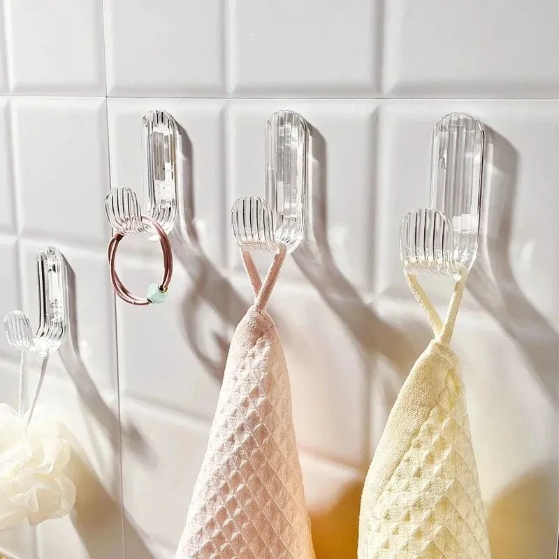 Mga Hook sa Banyo Acrylic Wall Hook Clear Bath Room Storage Hook Punch-free Key Towel Holders Wall-mounted Home Organization paggawa