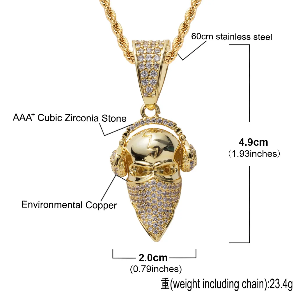 fashion custom diamond jewelry necklaces,blingbling hip hop rapper copper with zircon gold plated necklace chain for men women
