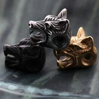 Beads IN Stock DIY Jewelry Charm Bangle Bracelet Making Handmade Stainless Steel Wolf Beads Head Charms