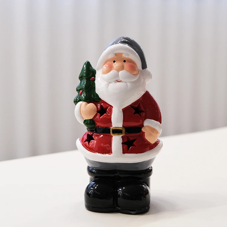 Led Doliomitic Santa Claus custom ceramic Santa Claus staute Christmas figurine