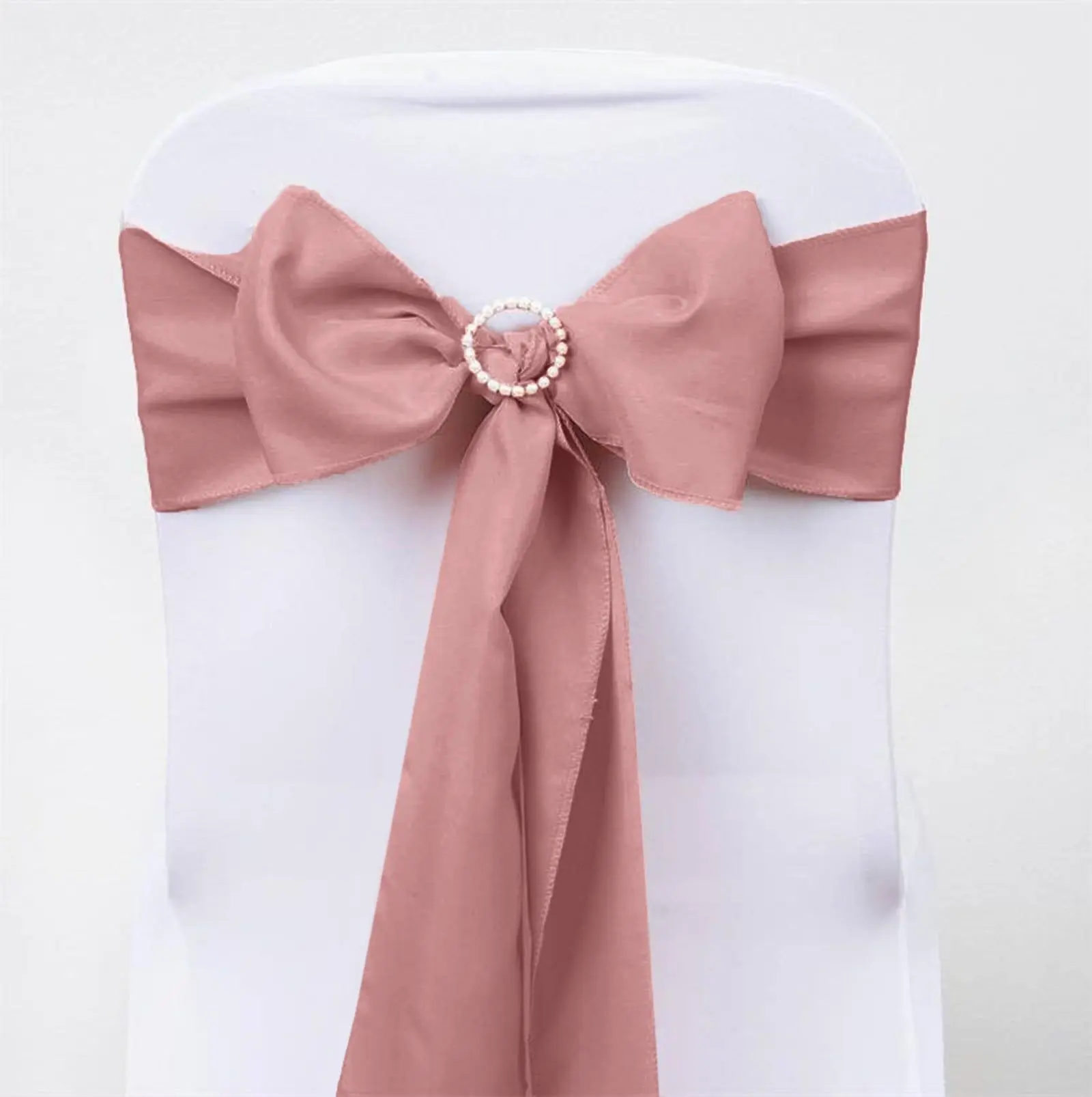 Factory Party and Wedding Decoration Satin Fabric Bowknot Pink Chair Sash