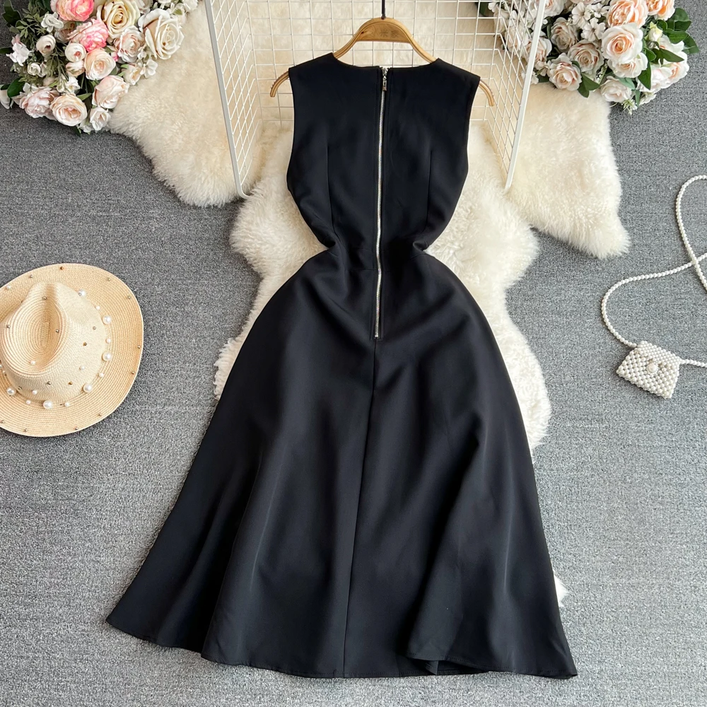 Retro summer fashion sleeveless backless printed a-line dress main image 1