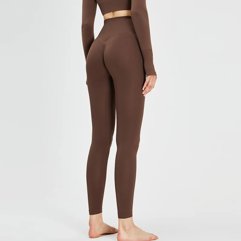 2022 Fall New Fashion Women's Sportswear High Waist Brown Colors Compression Scrunch Seamless Gym Yoga Leggings