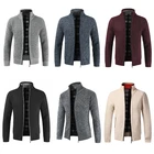 Sweater Hot Sale Plain Colors Stylish Bomber Jacket Standing Collar Long Sleeves Cardigan With Zipper Knit Men Sweater