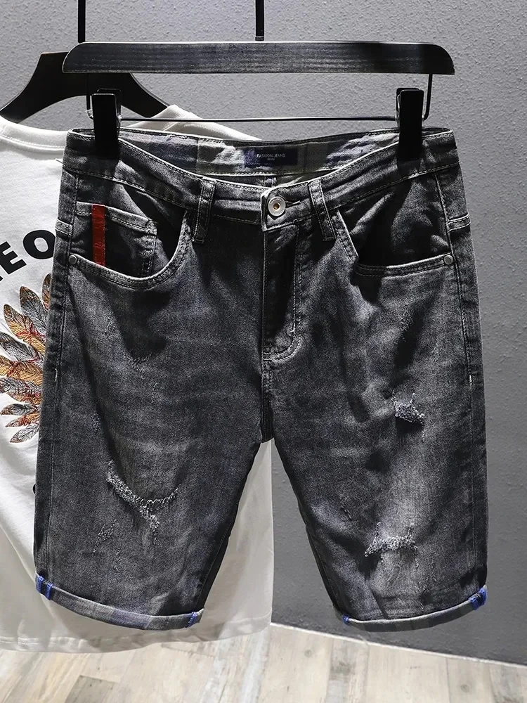 2024 summer jean shorts men Pants Blue Jeans ripped with zipper fly closure short pants custom jean denim shorts