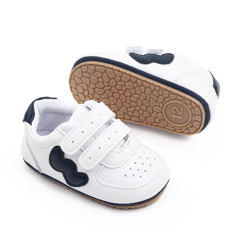 Baby Boys and Girls Wavy Letter W Soft Soled Casual Small White Shoes Toddler Sneakers manufacture