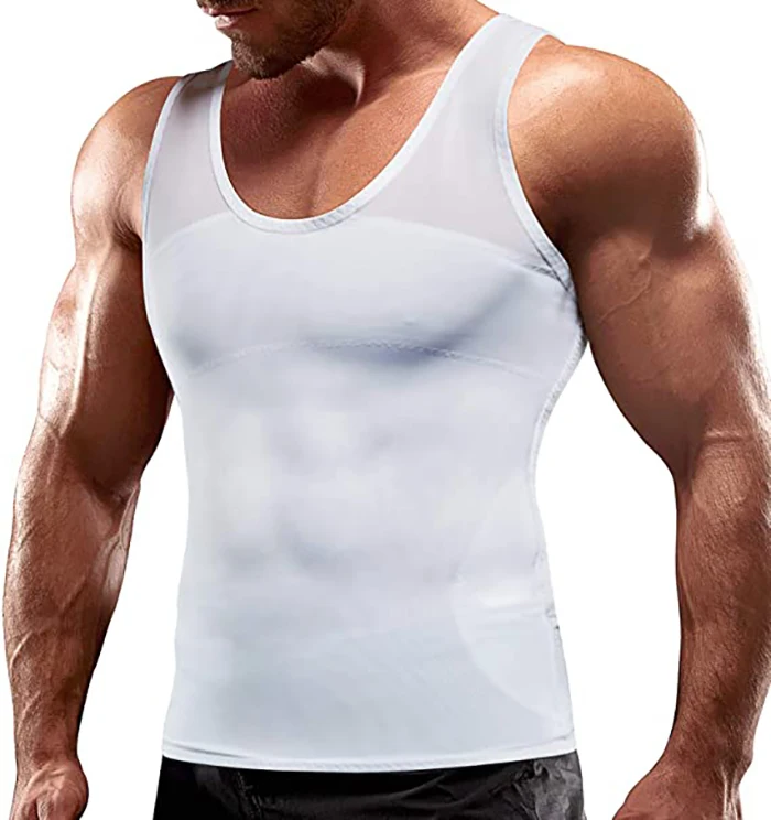 Mens Slimming Compression Gynecomastia Shirt for Man Boobs Male Breast Vest Tank 