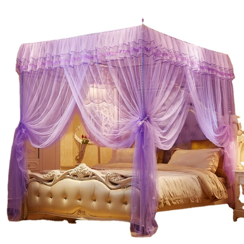 180*200*190Cm Romantic Princess Queen Size Double Canopy Tent Mesh Embroidery Lace Pleated Mosquito Net For Bed