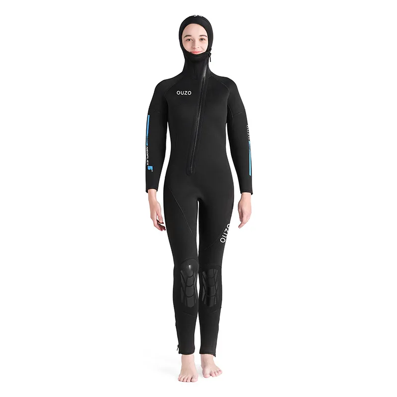 New 5mm Neoprene Kayaking Hooded Swim Snorkeling Suit Women One Piece Surfing Diving Wetsuit