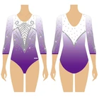 Dance Normzl Sublimated Girls Purple Dance Wear Ladies Long Sleeves Gymnastics Leotards