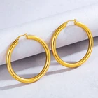 Earrings 18K Real Gold Large Popular Hollow Simple Hot Selling Hoop Earrings For Mother Day Gift