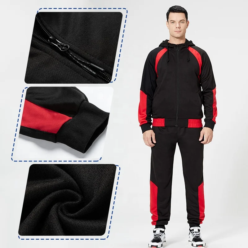 Wholesale Custom Gym Sportswear Full Zip Jogger Set Printing Plus Size Breathable Mens Tracksuit Set