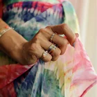 Rings Viya Jewelry Luxury Design Colored Sapphire Rainbow Real 14K Gold Jewelry Real Diamond Rings For Women