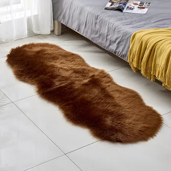 Faux Sheepskin Rug Home Decorative Non-slip Area Rugs for Bedroom and Living Room Machine Washable Fur Carpet