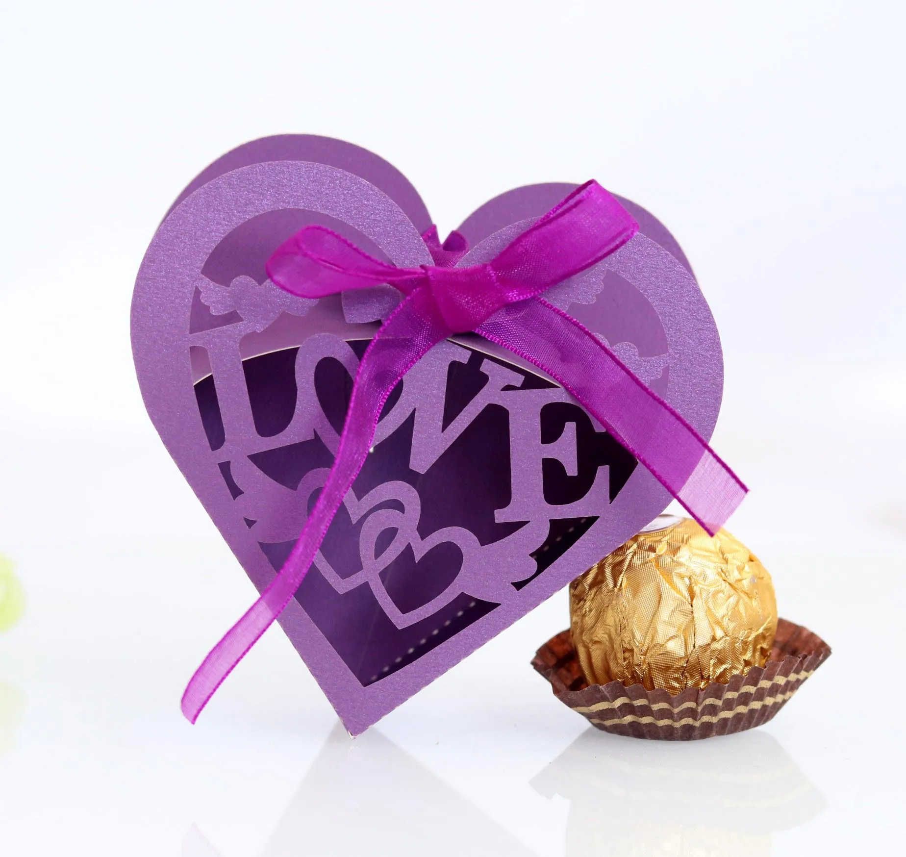 heart sweet wedding favour laser cut box gift candy packaging