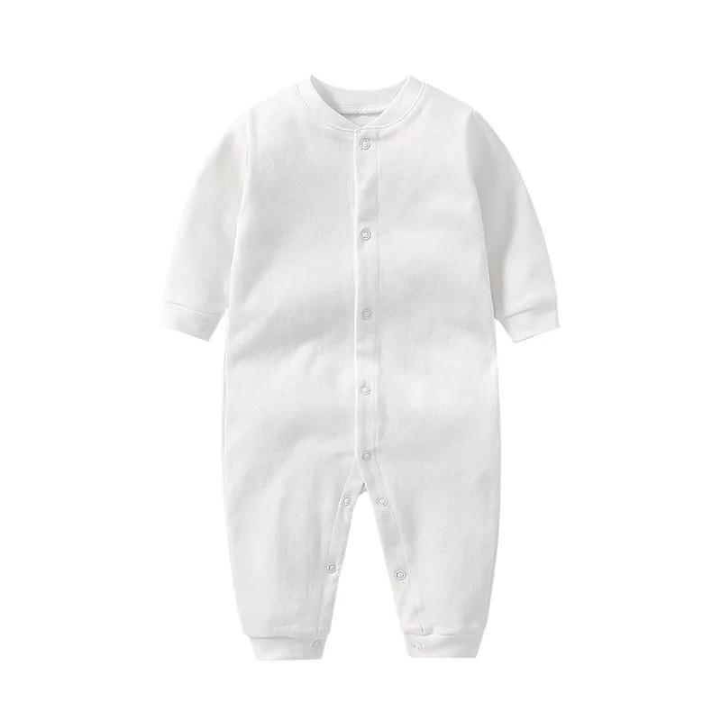 manufacturer OEM Jumpsuit Sleepwear Baby Blank Organic Cotton Footed Pajama LongSleeve Rompers Infant Soild Plain Baby Sleepsuit