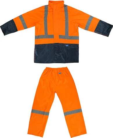 fluorescent orange rain gear