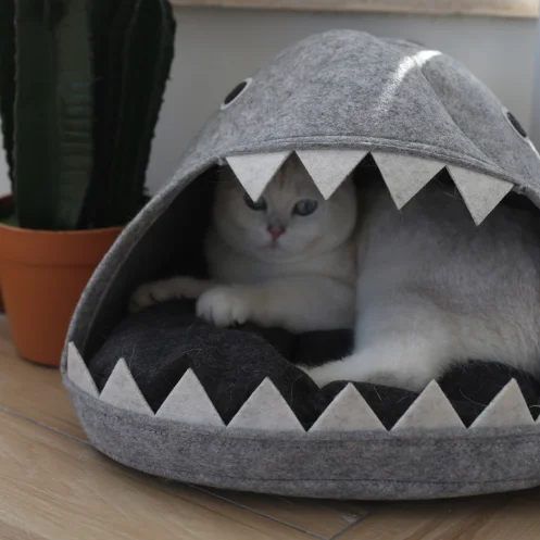 HUAYI Felt Shark Shape Pet Bed Cat Nest Four Seasons Indoor Available Detachable and washed