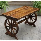 Wood Antique Table High Quality Safe Designed Garden Wood Antique Wheel Legs Shaped Garden Table