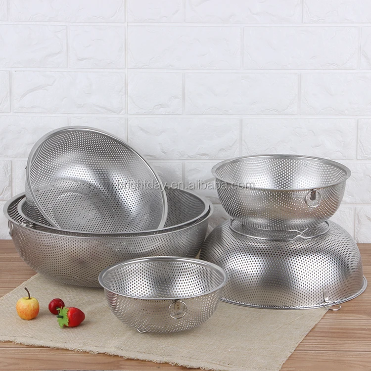 Factory Prices High Quality Kitchen Strainer Rice Noodle Colander Stainless Steel Mesh Colander_0