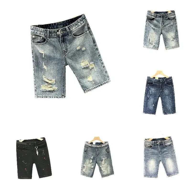 Wholesale fashion style cotton stretch straight classic jeans men's denim shorts Breathable men's casual shorts