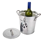 Metal Bucket High Quality Silver Metal Galvanized Double Walled Ice Bucket Set
