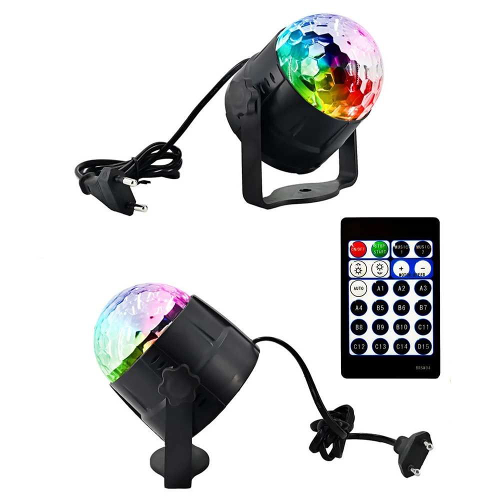 15 Color Small Magic Ball Stage Light LED Remote Control Mini RGB Party Boundi Flash Seven Color Rotating Projection Light