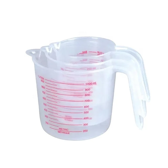 Food Grade 250/500/1000ml 3PCS Jug Pour Spout Kitchen Baking Tool Plastic Measuring Cup set With Graduated