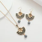 Pearl Wedding Necklace Luxury Flower Pearl Pendant Golden Wedding Jewelry Sets Hawaii Earring Necklace