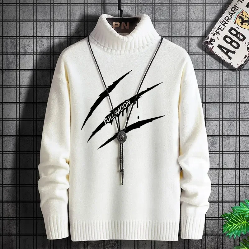 Men's Cow Graphic Sweaters Oversize Cable Knitted Pullover Jumper