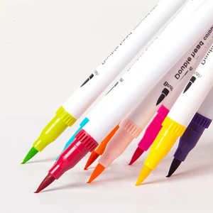 Permanent Permanent Ink Waterproof Non Toxic Watercolor Dual Tip Brush Marker Pen