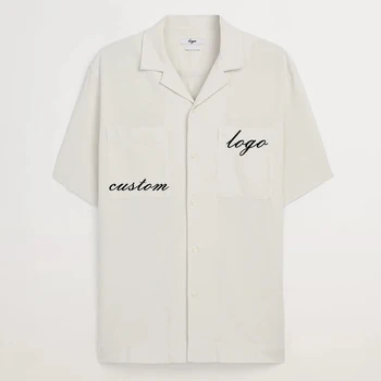 Custom logo button-down collar cotton oxford casual shirt for mens