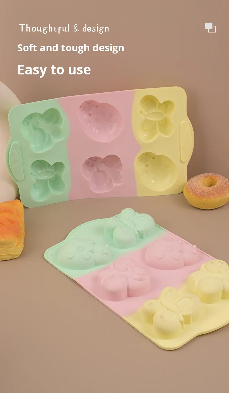 High-Temperature Resistant 6-Grids Silicone Mold Color-Matching Cake Tools for Baking Biscuits and Pudding for DIY details