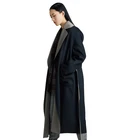 Coat Womens Fashion Woolen Overcoat Long Coat Autumn Wool Ladies Overcoat Black