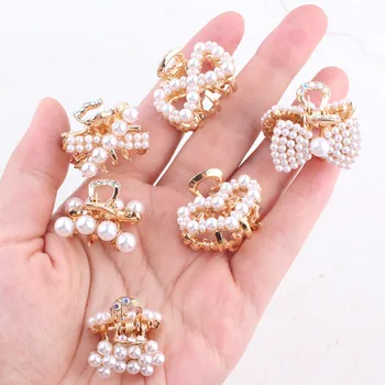 Elegant mini pearls hair claw clips different Designs small hair clamp jaw clips for women girls lady fashion accessories