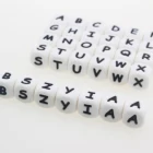 Letter Beads Silicone Beads Wholesale BPA Free Lanyard Baby Teether Teething Chew 12MM Silicone Letter Beads