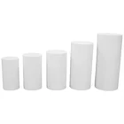 3 Set Round Metal Plinth White Pedestal Cylinder Table