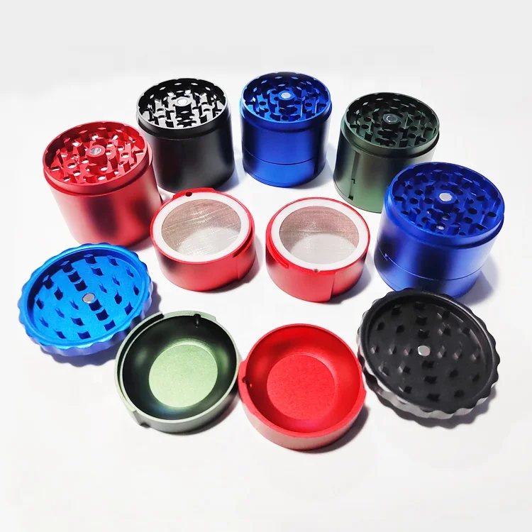 Large Tobacco Spice 3 Inch 4 Piece Aluminum Herb Grinder With Storage Cover 