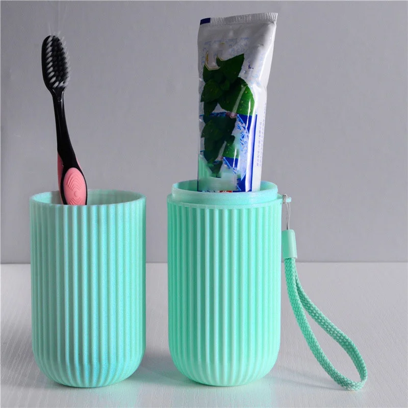 Portable Travel Toothbrush Storage Cup with Mouthwash Plastic Toothbrush Box for Bathroom Sets Promotional Item