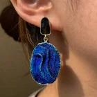 Gemstone Earrings New Arrivals Volcano Blue Green Gemstone Dangle Women Earrings Trendy Geometric Jewelry