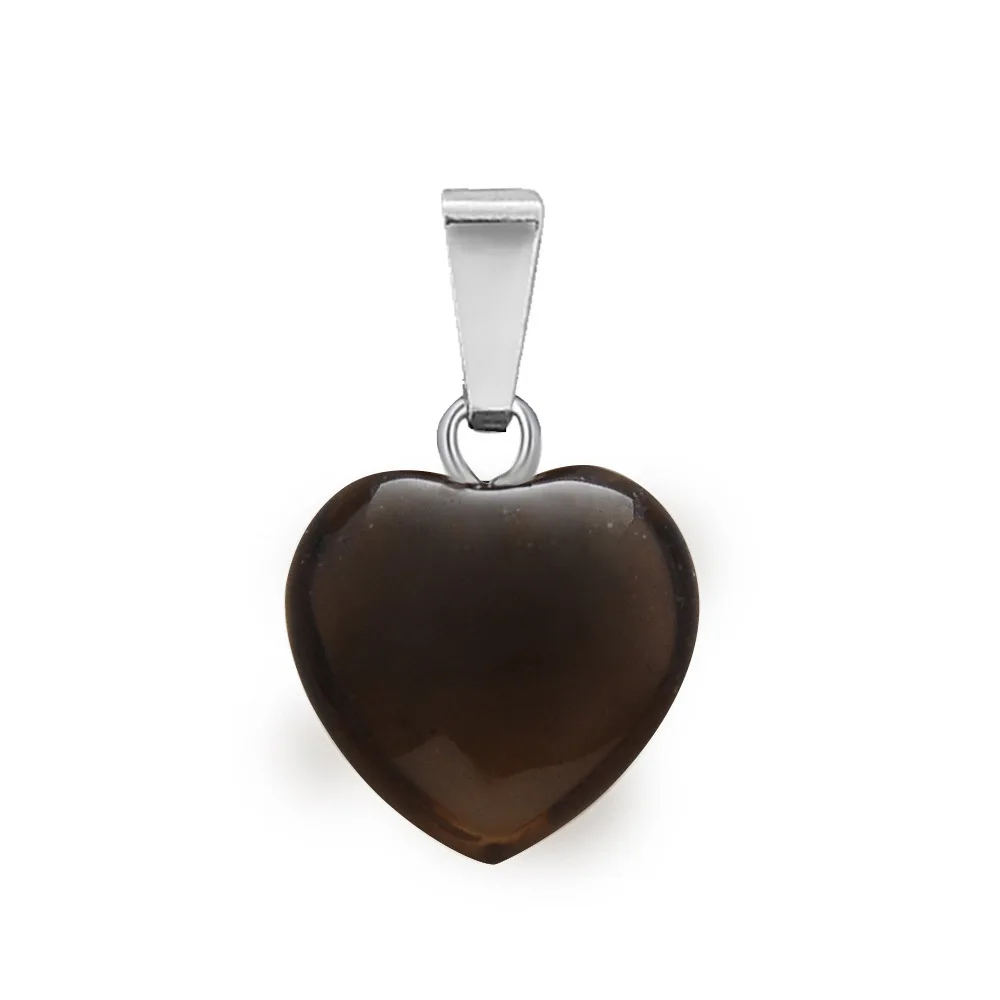 100% Natural Crystal Stone Heart Stainless Steel Pendant For Women DIY Gemstone Agate Pendant Necklace Jewelry