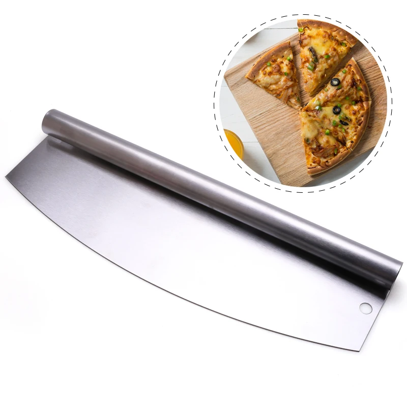 Stainless Steel Sharp Pizza Cutter Rocker Knife Wheel with Protective Cover