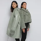 Women's Women Woman Fur Coat Shine PU Women's Bonded Fur Faux Coat For Women With Big Patch Pocket And Big Hood