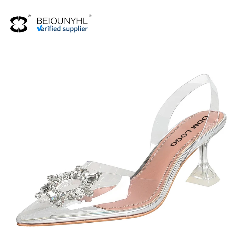 New Fashion Cup High Heels Stiletto Sanadals Shoes Sexy Wedding Transparent Rhinestone Women Jelly Crystal Sandals For Ladies