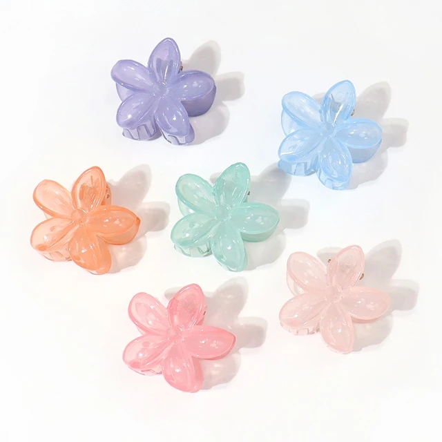 Candy Color Plastic Small Flower Hair Clips for women