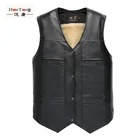 Vests Leather Vest Multi Pocket Vests Men Leather Motorcycle Vest Men's Vests